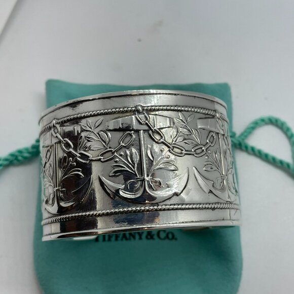 Vintage Tiffany & Co. Makers Anchor Motif Cuff Bracelet Sterling Silver 6.25" - Picture 16 of 16